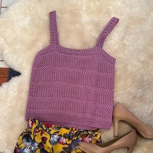 Vince Purple Crochet Camisole